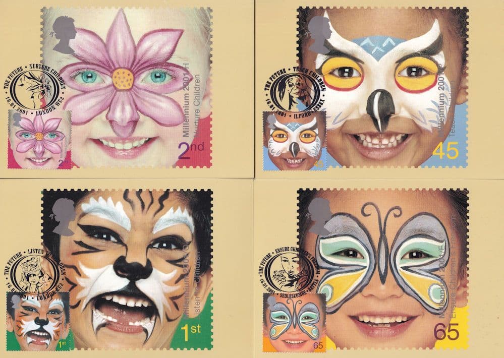 Children With Painted Faces Like Andrew Lloyd Webber Cats Postcard s