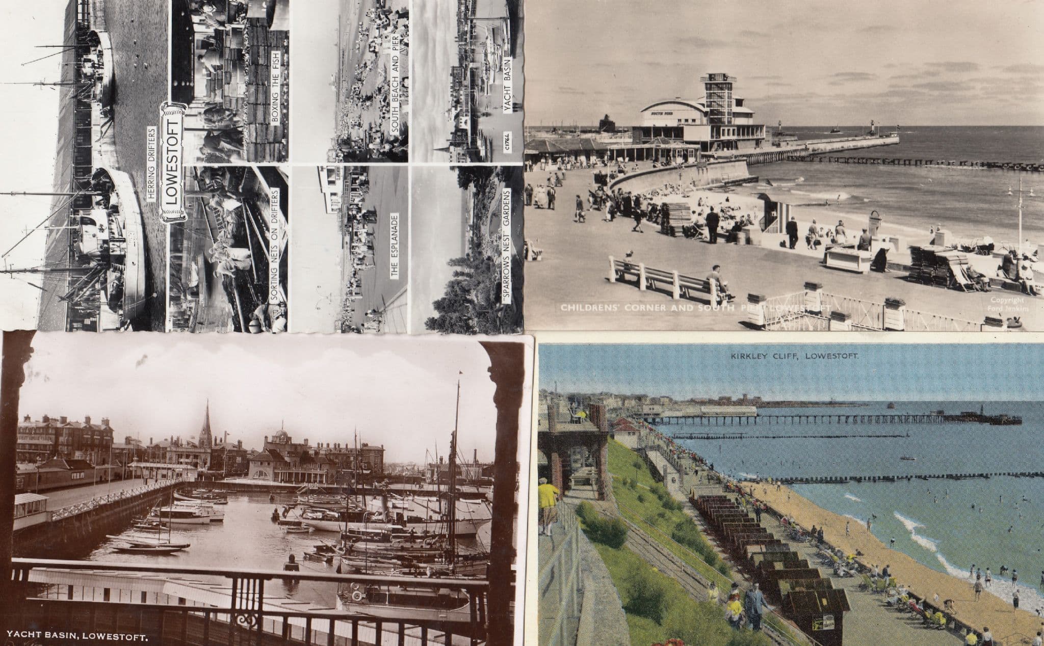Childrens Corner Lowestoft Pier Fishing 4x Old Postcard s