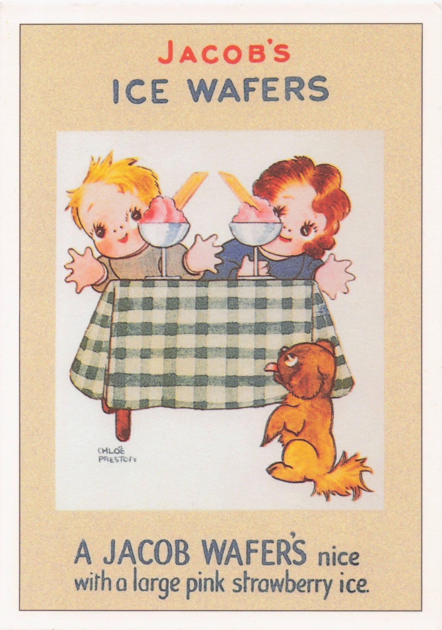 Childrens Jacob's Ice Cream Wafers & Dog Poster Advertising Postcard