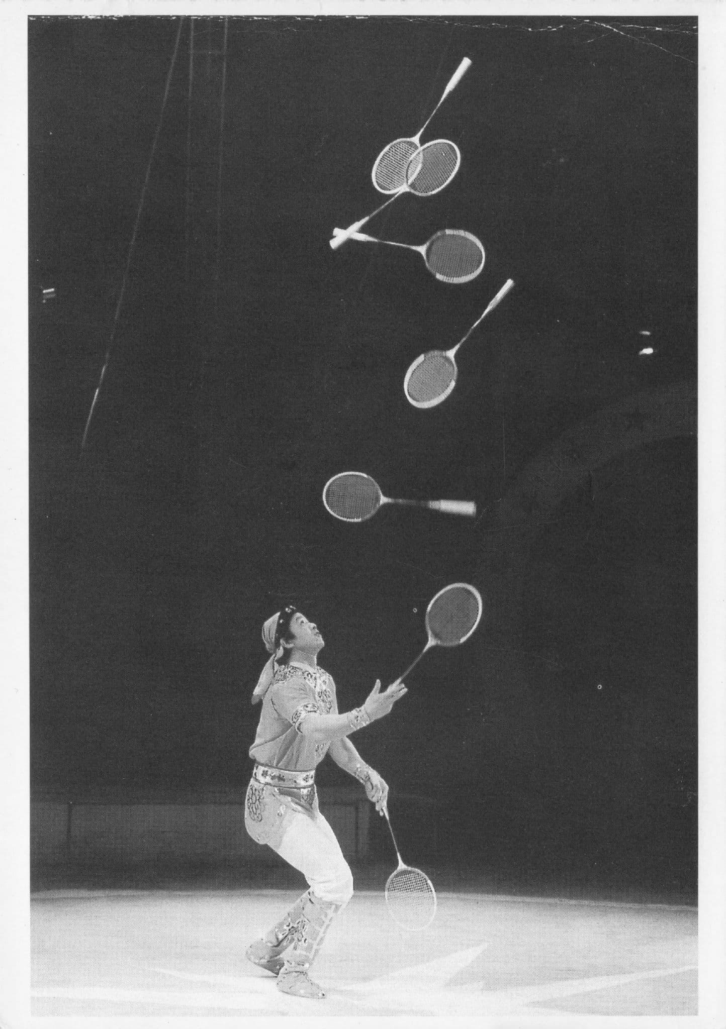 Chinese Circus Tennis Racket Juggler Rare Juggling Lady Photo Postcard