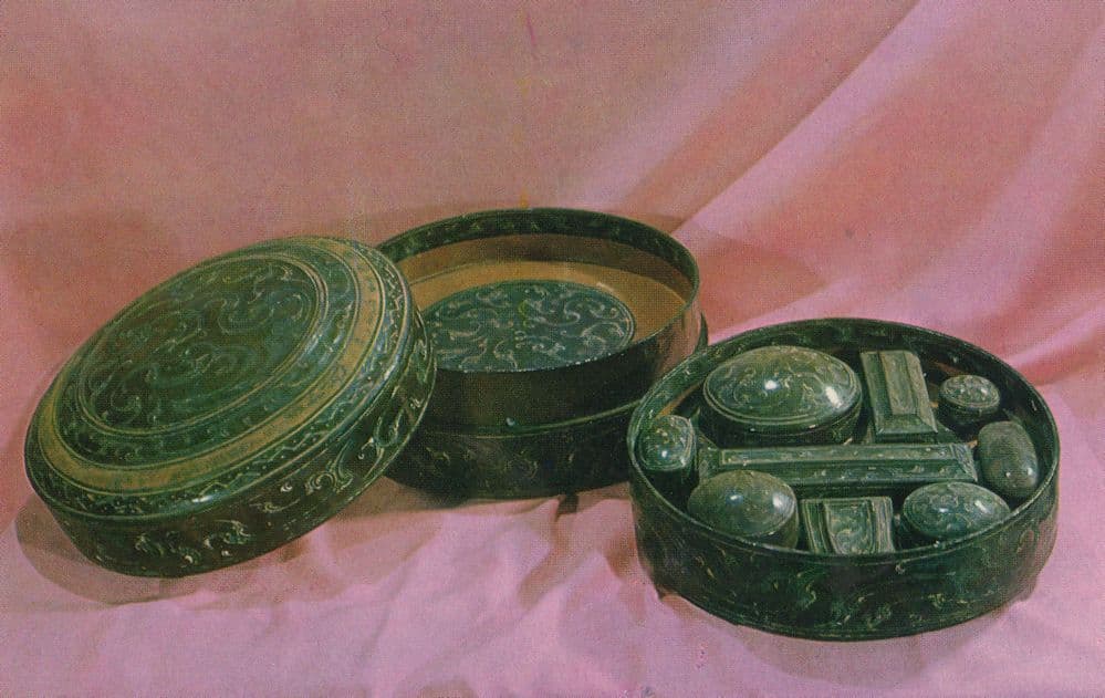 Chinese Old Double Deck Lacquer Box Han Dynasty Postcard