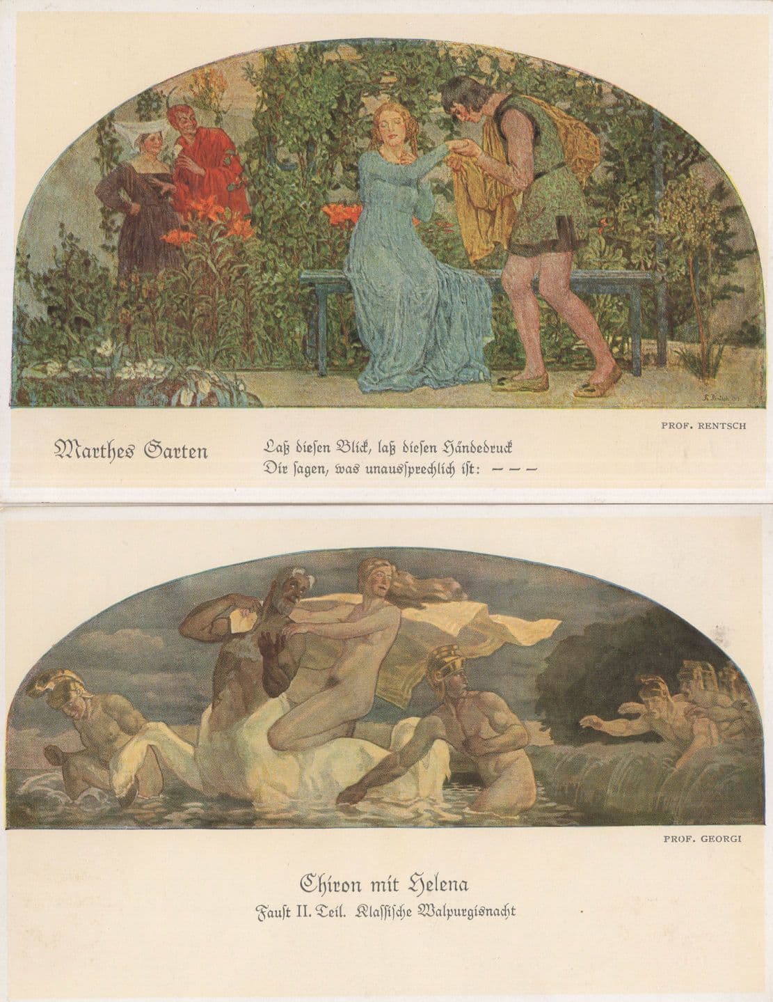 Chiron Mit Helena Marthes Garten 2x German Theatre Postcard s