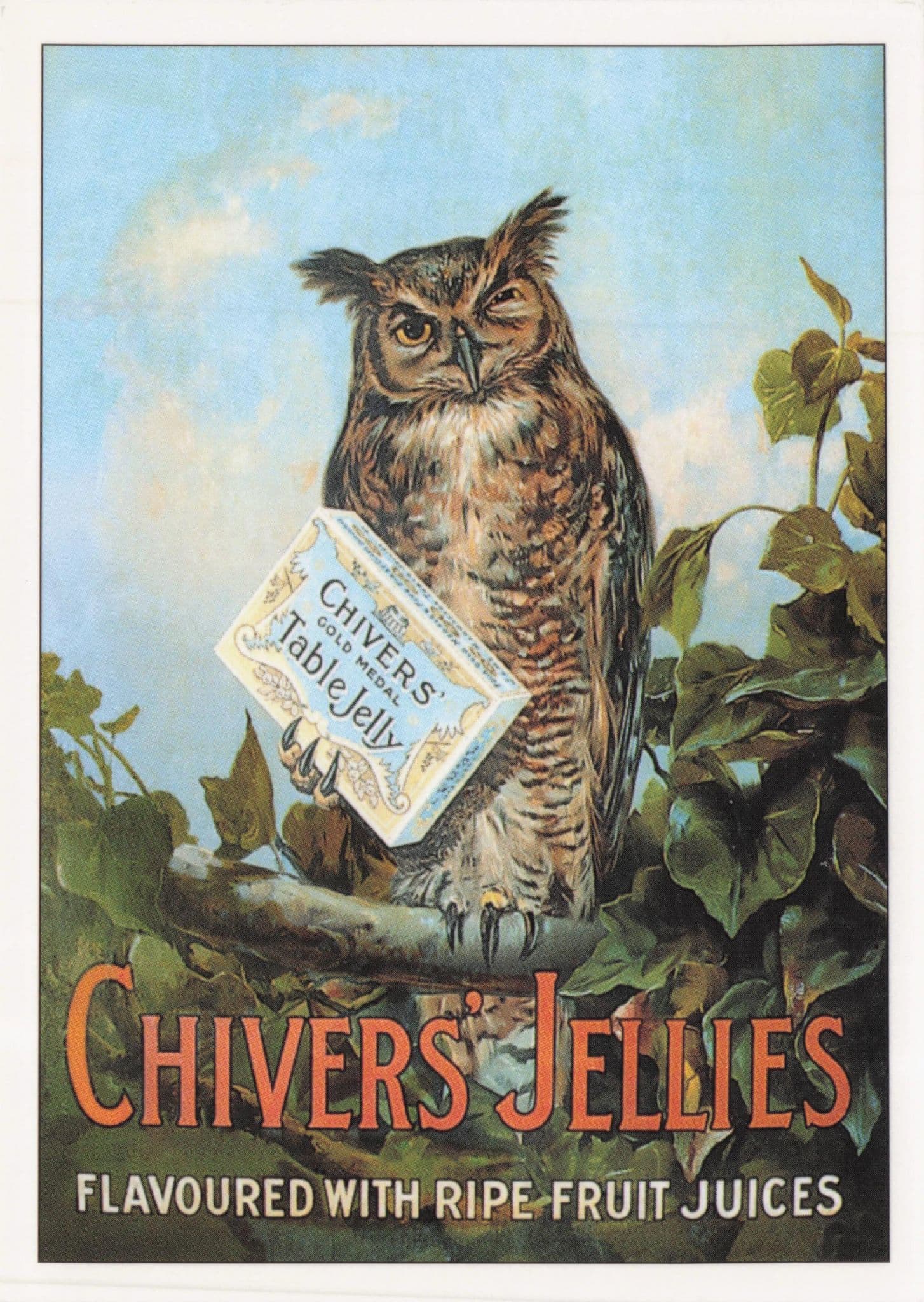 Chiver's Jellies Jelly Owl Bird Ripe Fruit Juice Advertising Postcard