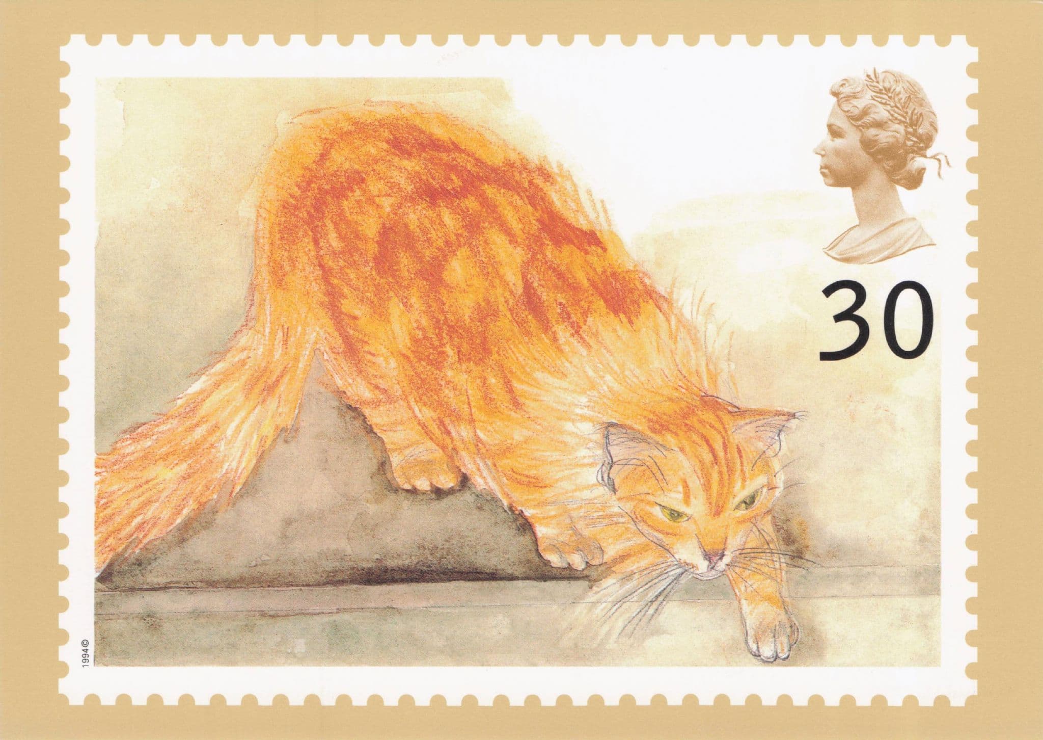 Chloe Ginger Cat Stunning Royal Mail Limited Edition Painting Postcard