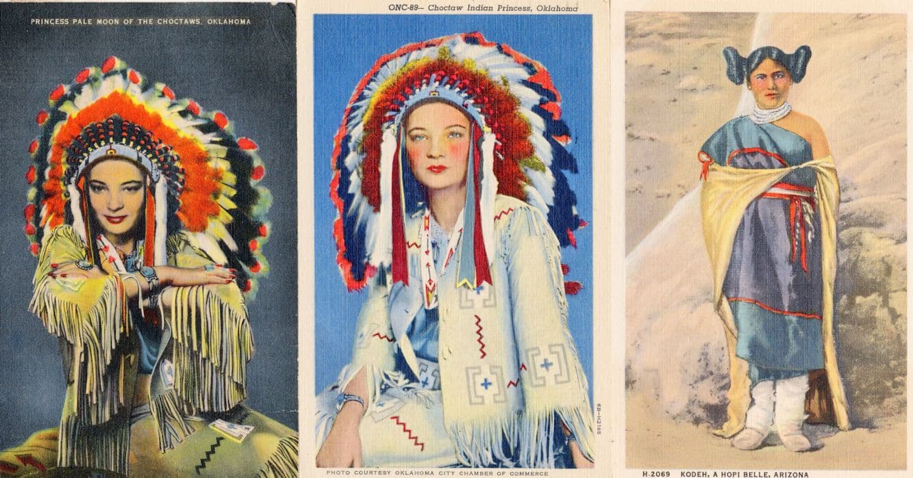 Choctaw Koden Oklahoma Princess 3x Native American Indian Glamour USA Postcard s