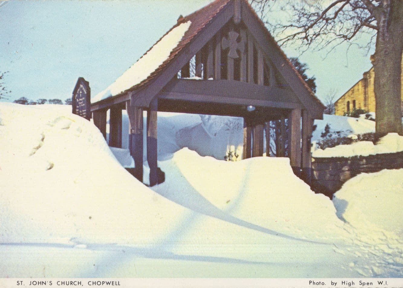 Chopwell Church in Disaster Winter Christmas Snow Durham Postcard