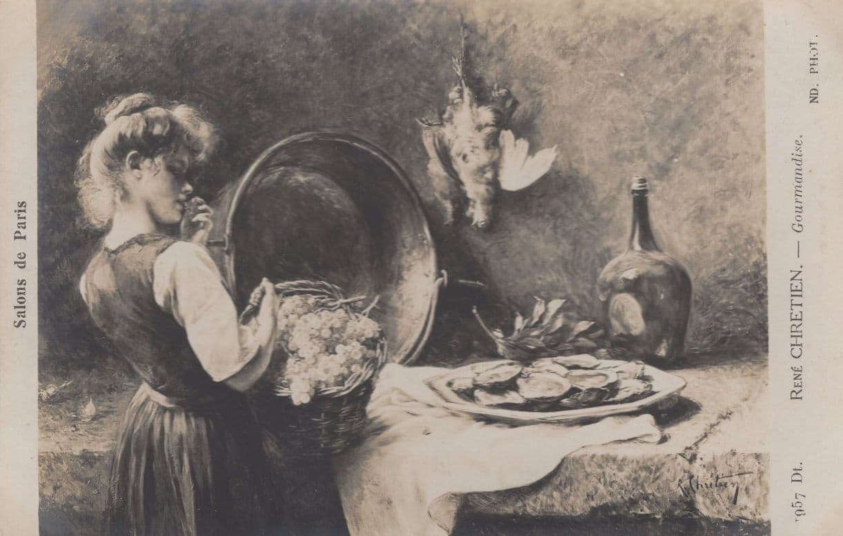 Chretien Gourmandise Salons De Paris French Food Painting Postcard