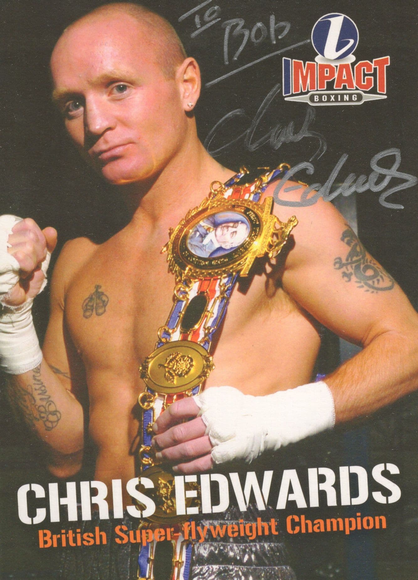 Chris Edwards Flyweight British Boxing Champion Hand Signed Photo