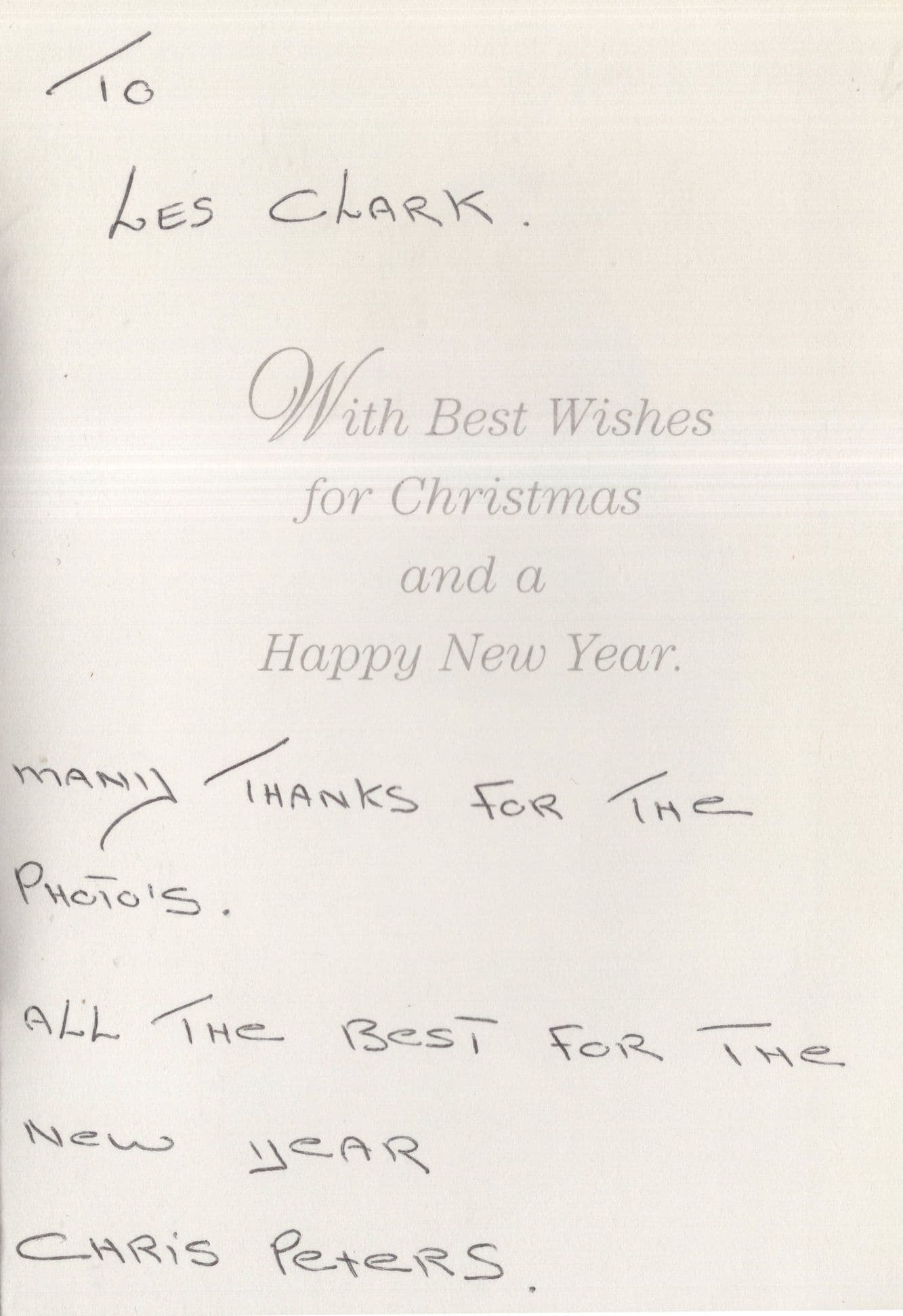 Chris Peters Swindon South African Boxing Hand Signed Christmas Card