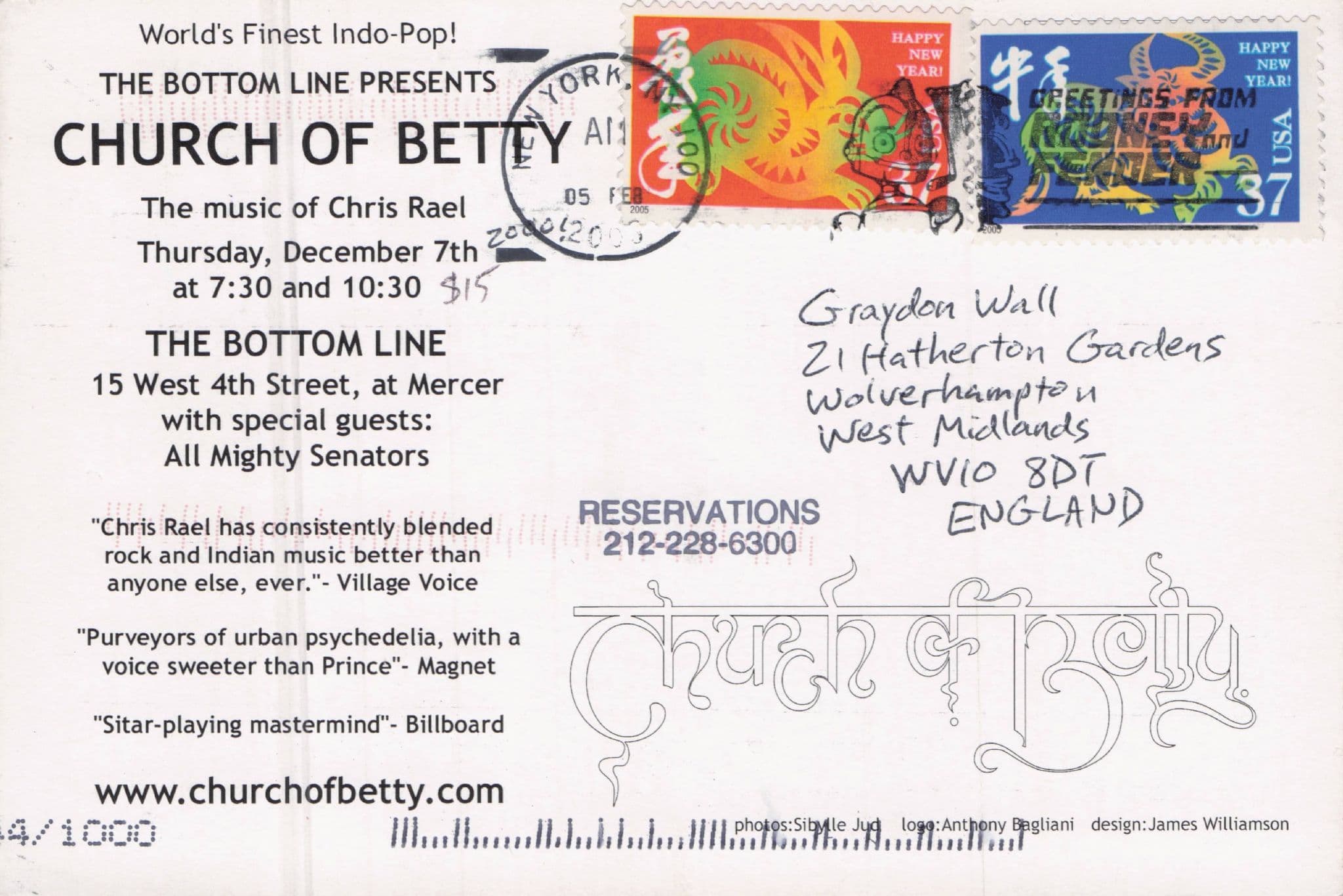 Chris Rae The Church Of Betty Indie Pop Band Hand Signed Photo Postcard