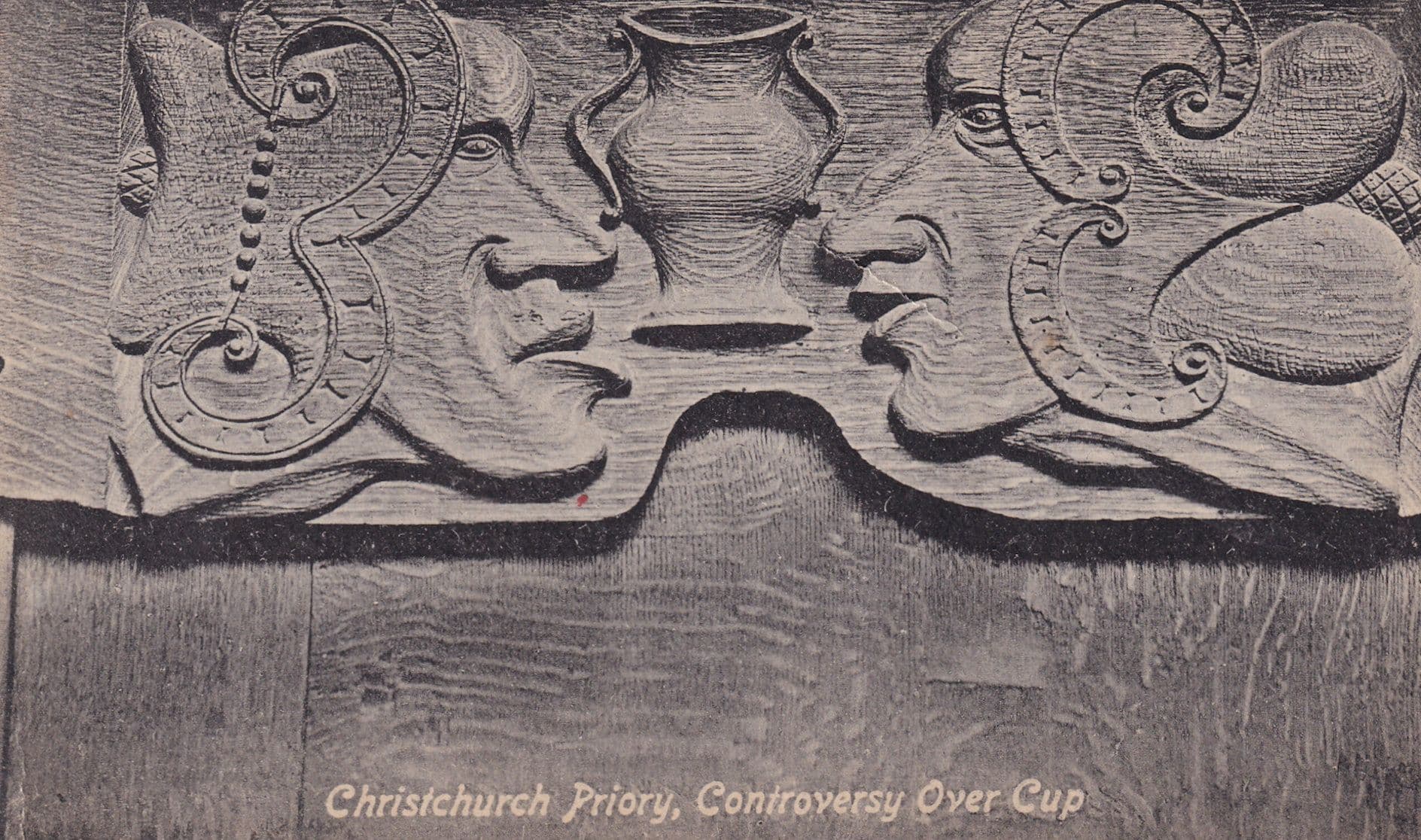 Christchurch Priory Contraversy Over Cup Dorset Sculpture Postcard