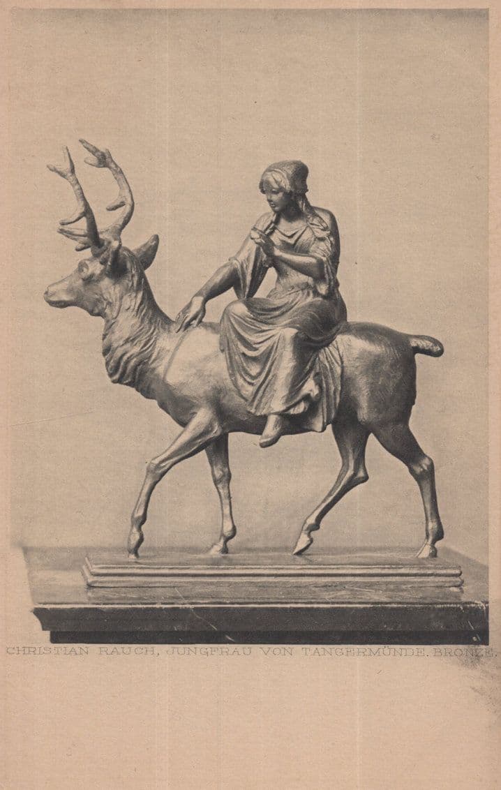 Christian Rauch Jungfrau Von Tangermunde German Bronze Statue Postcard