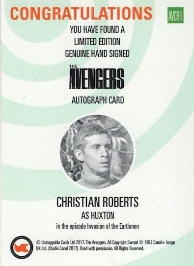 Christian Roberts The Avengers Hand Signed Autograph Card Photo