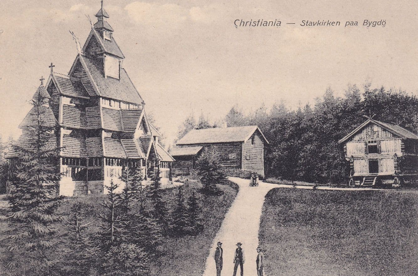 Christiania Stavkirken Paa Bygdo Antique Norway Postcard