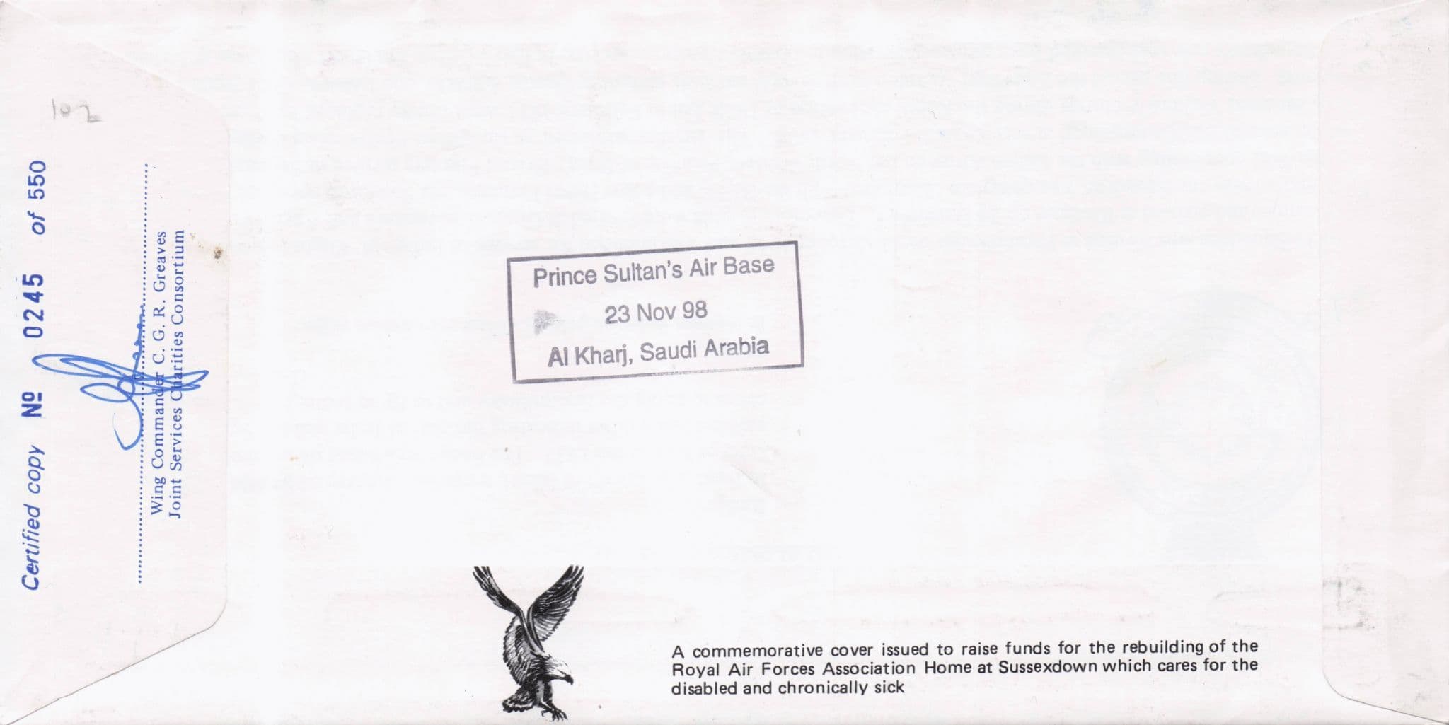 Christmas 1998 RAC Low Military Squadrons Of The RAF Hand Signed FDC