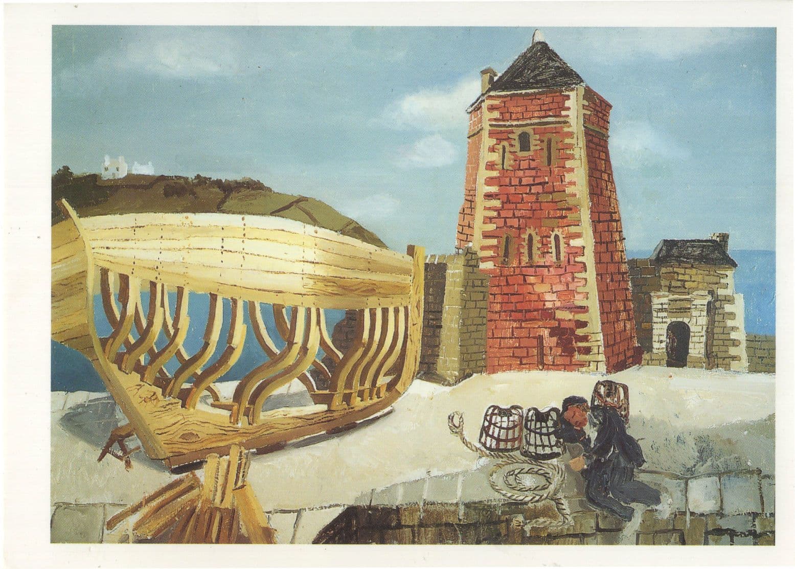 Christopher Wood The New Boat Ship Cornwall Painting Postcard