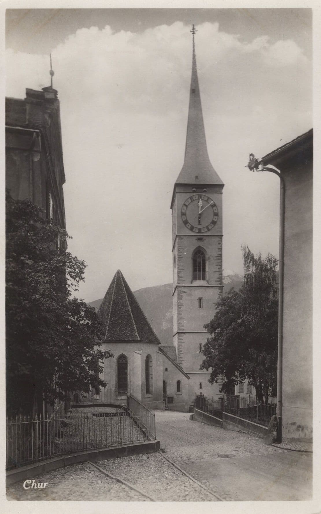 Chur Town Hall Clock Real Photo Switzerland 1930s Postcard