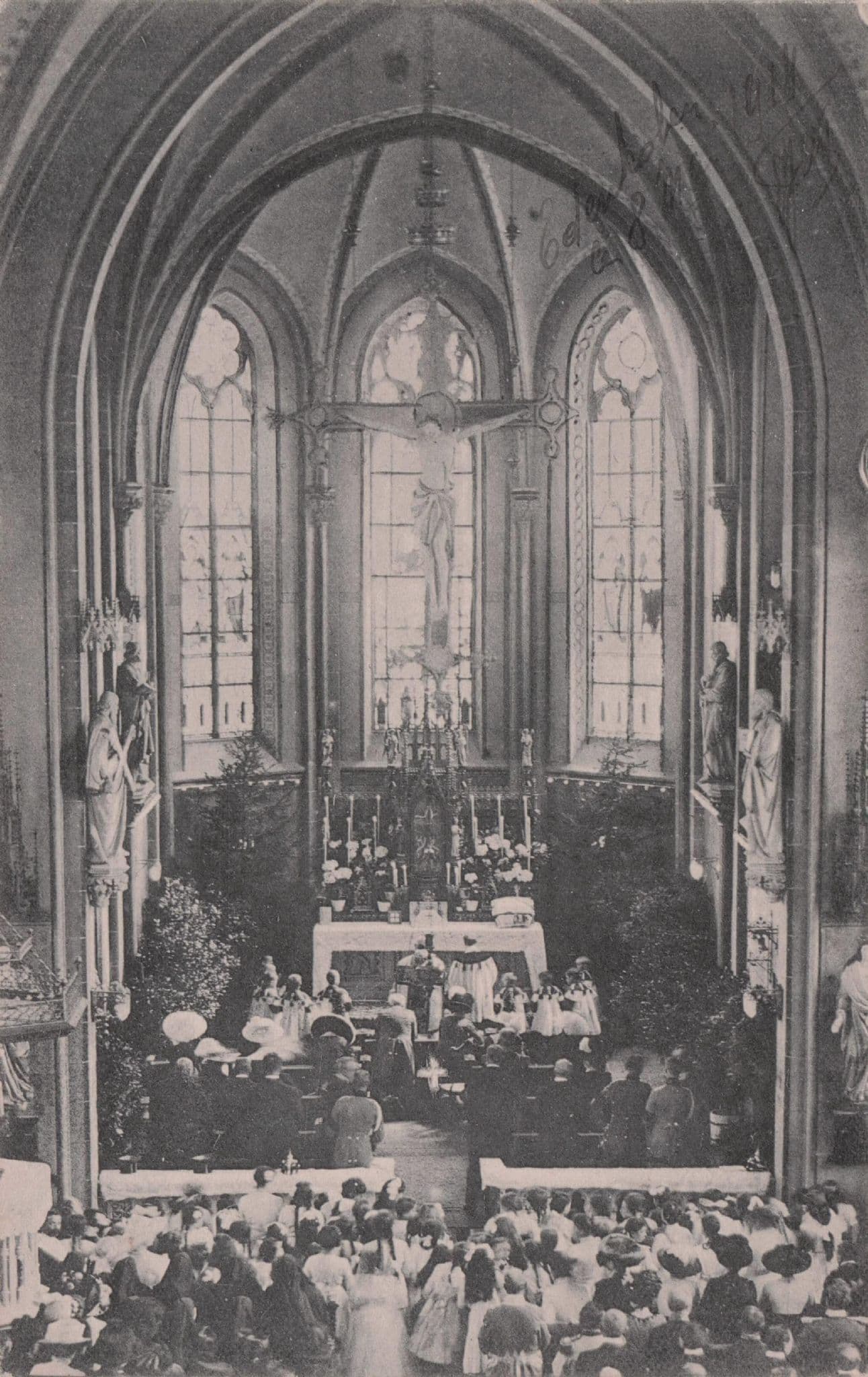 Church Service at Edenkoben Kirche Bayern Old Interior German Postcard
