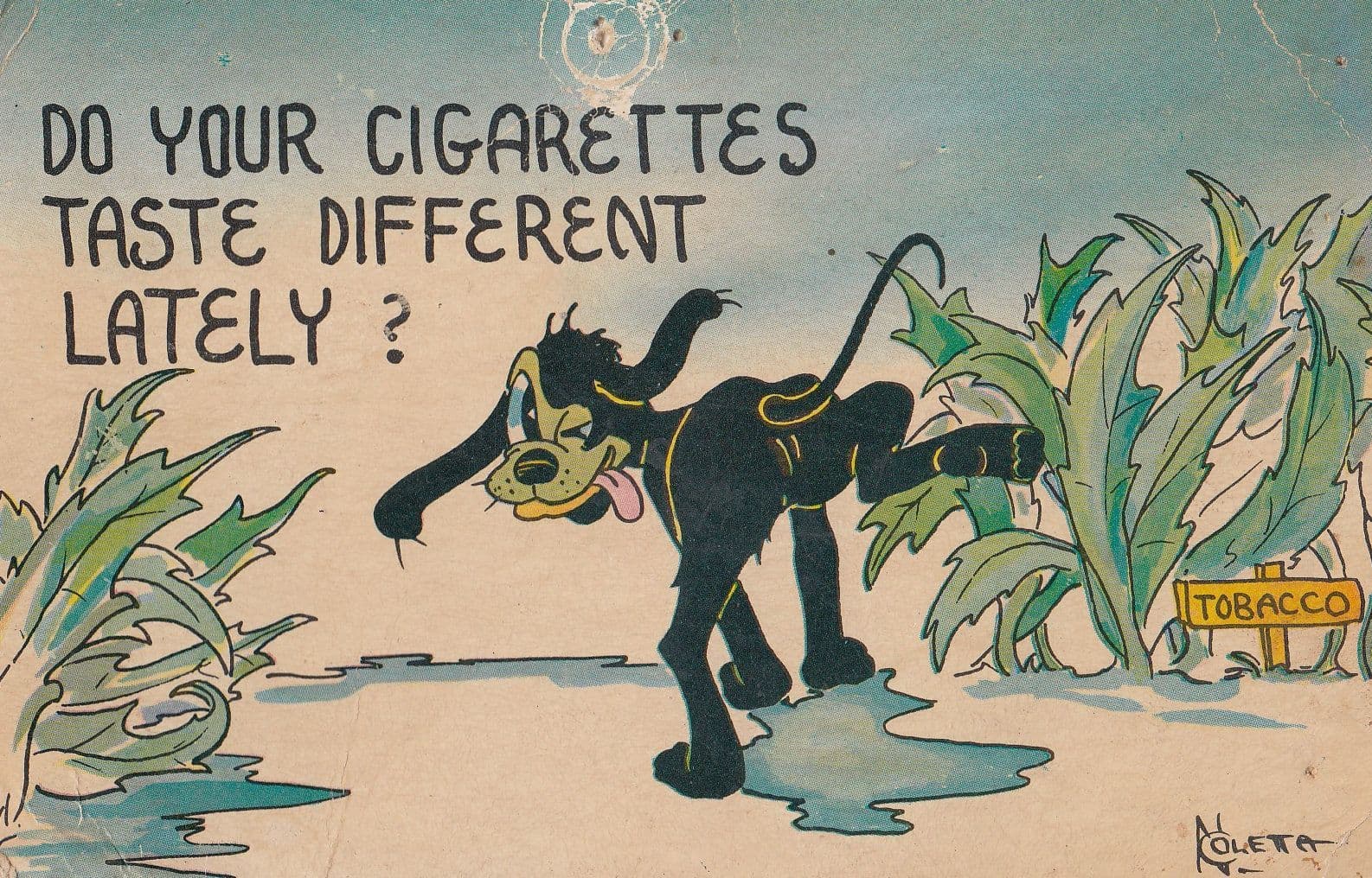 Cigarette Advertising Dog Urinating Antique Comic Postcard