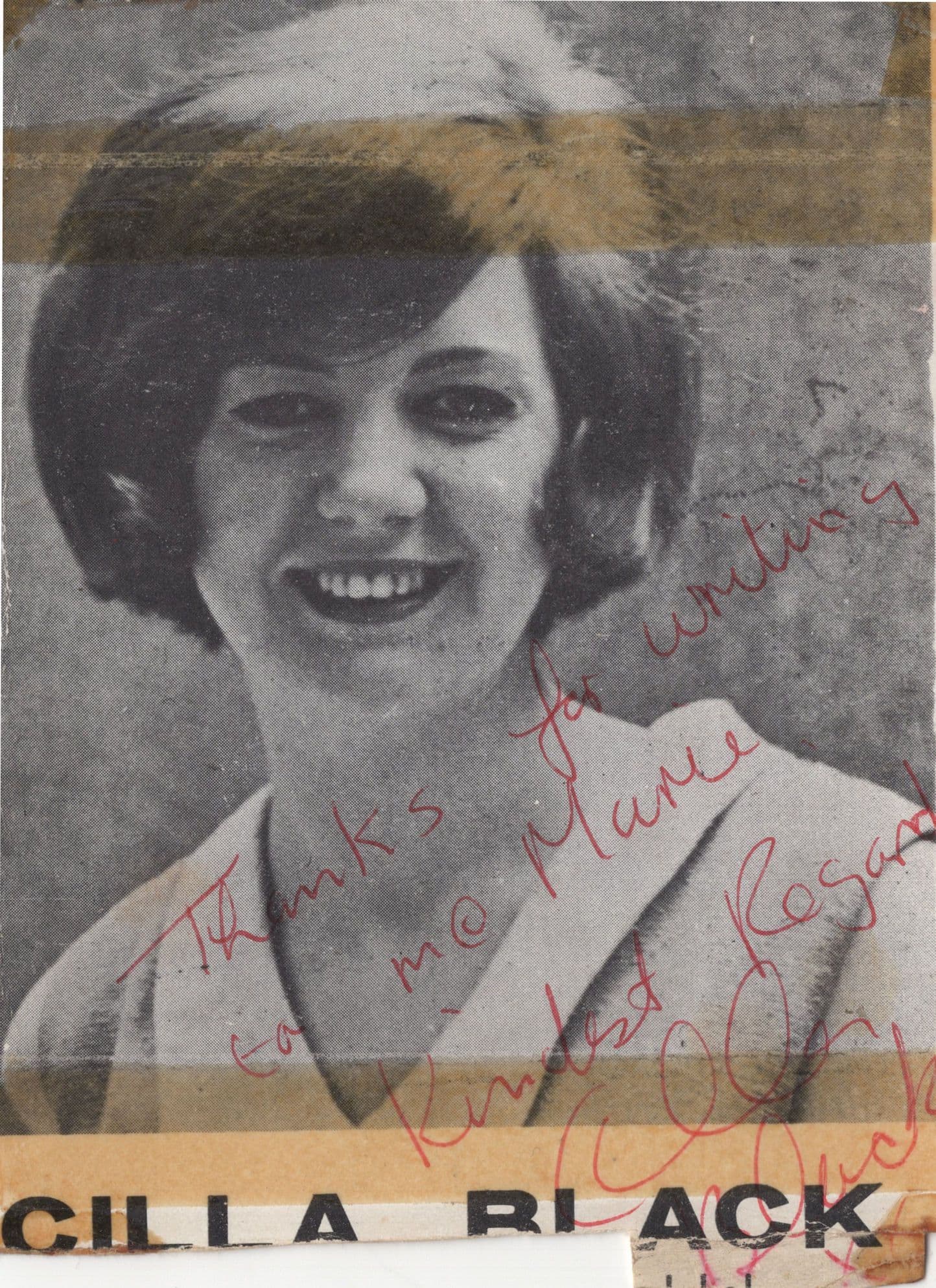 Cilla Black Antique Start Of Career NEMS Hand Signed Publicity Photo