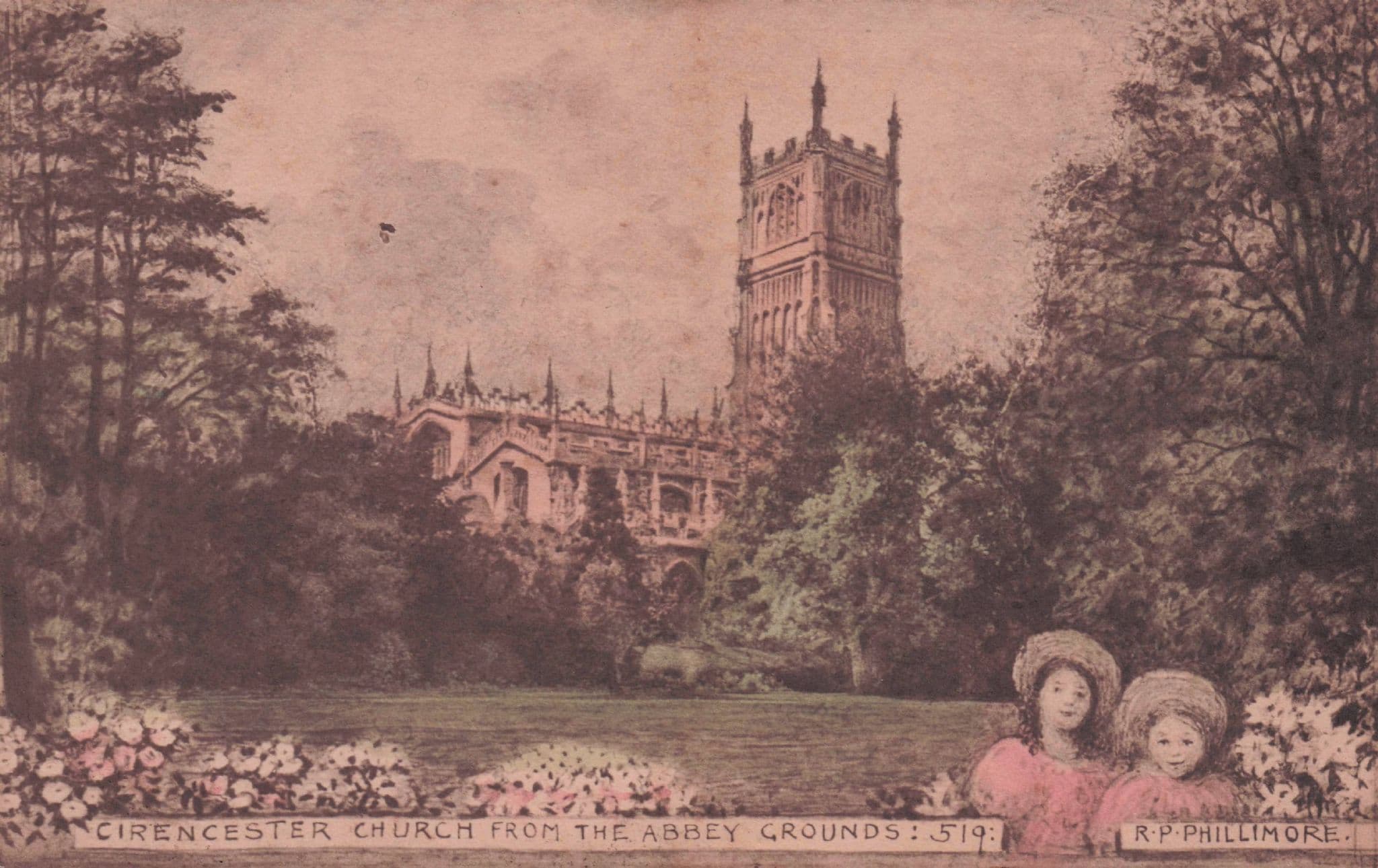 Cirencester Church From Abbey Grounds Gloucester Old Postcard