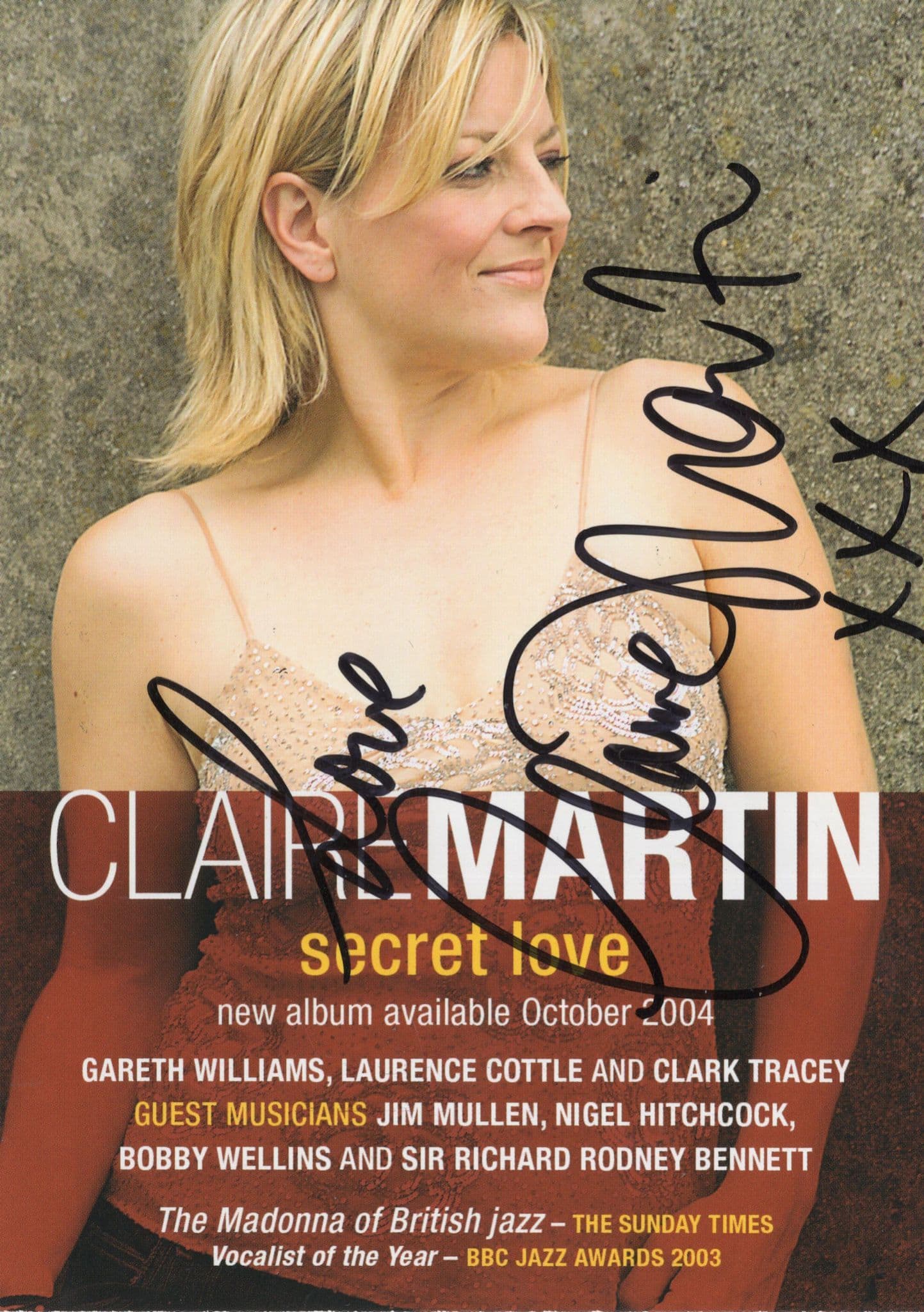 Claire Martin Pop Singer Hand Signed 2004 Autograph