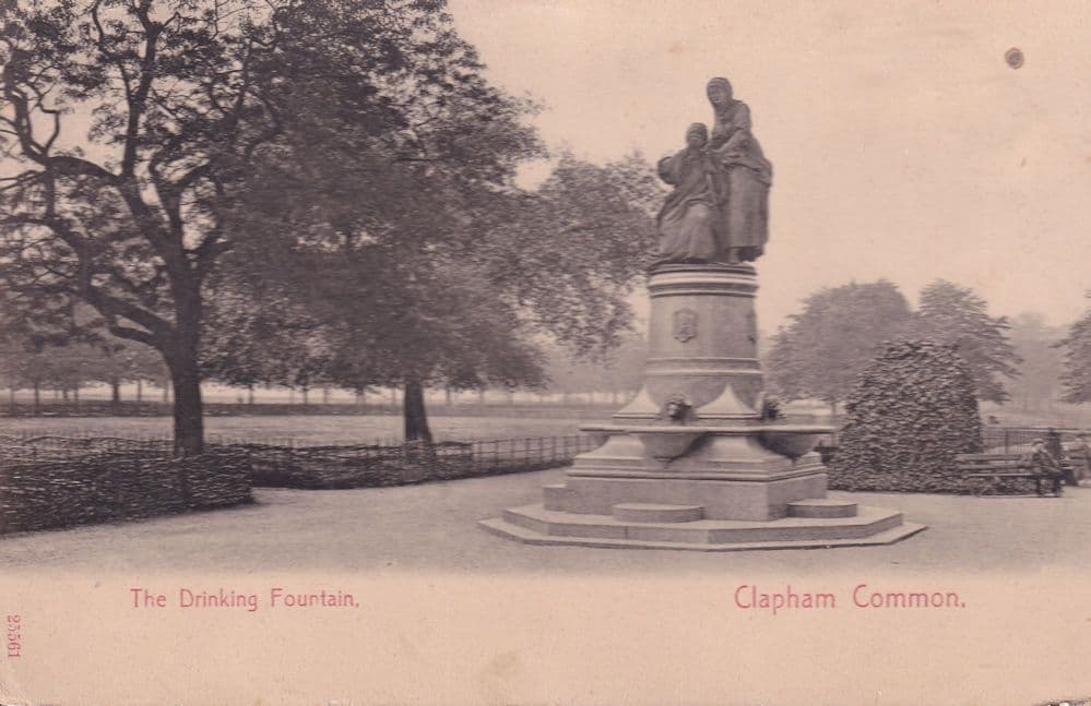 Clapham Common Fountain Antique Postcard