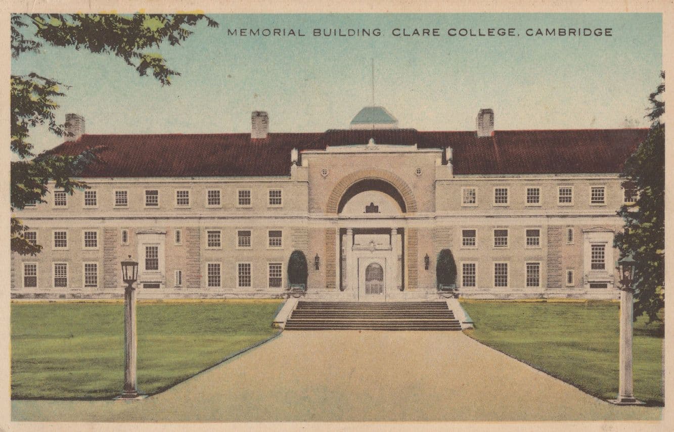 Clare College Memorial Building Cambridge WW2 Old Postcard