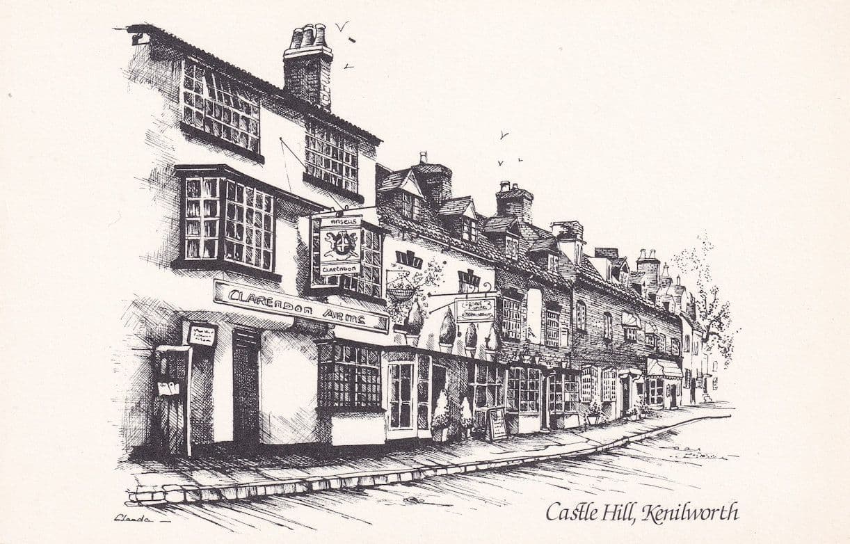 Clarenden Arms Pub Castle Hill Kenilworth Warks Artist Postcard