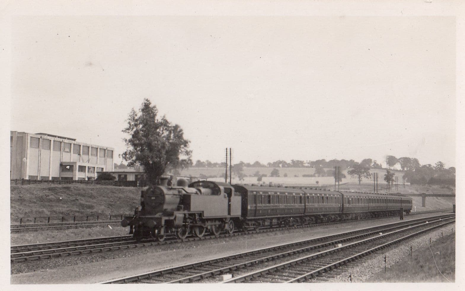 Class 2-6-2-T Train Leaves Elstree & Borehamwood Railway Station Old Real Photo Postcard