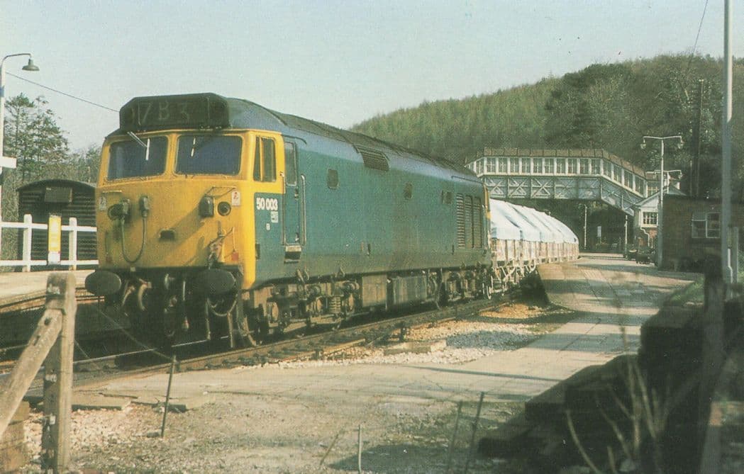 Class 50 003 no 30 Train Bodmin Road Railway Station in 1975 Postcard