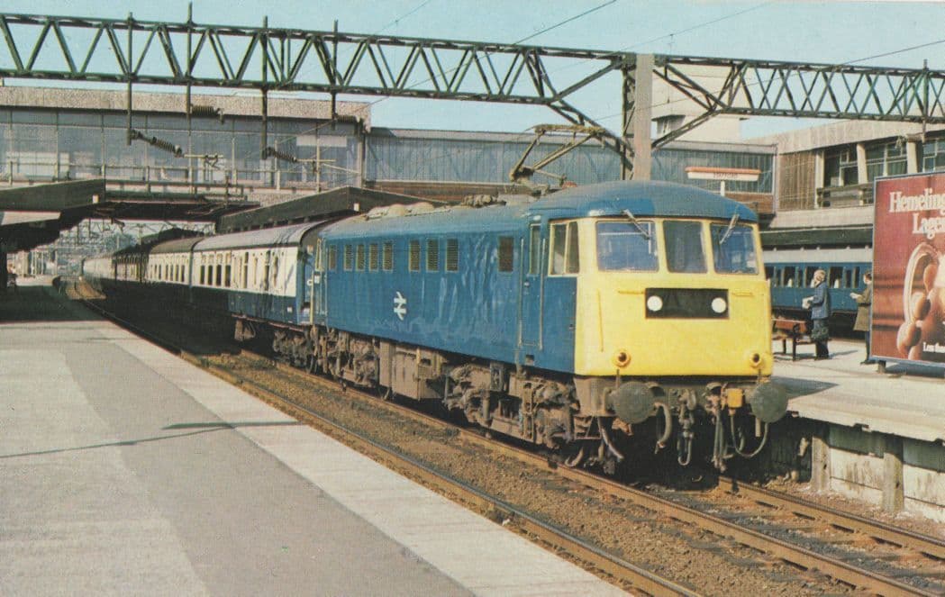 Class 81 017 Train at Stafford Railway Station in 1978 Postcard