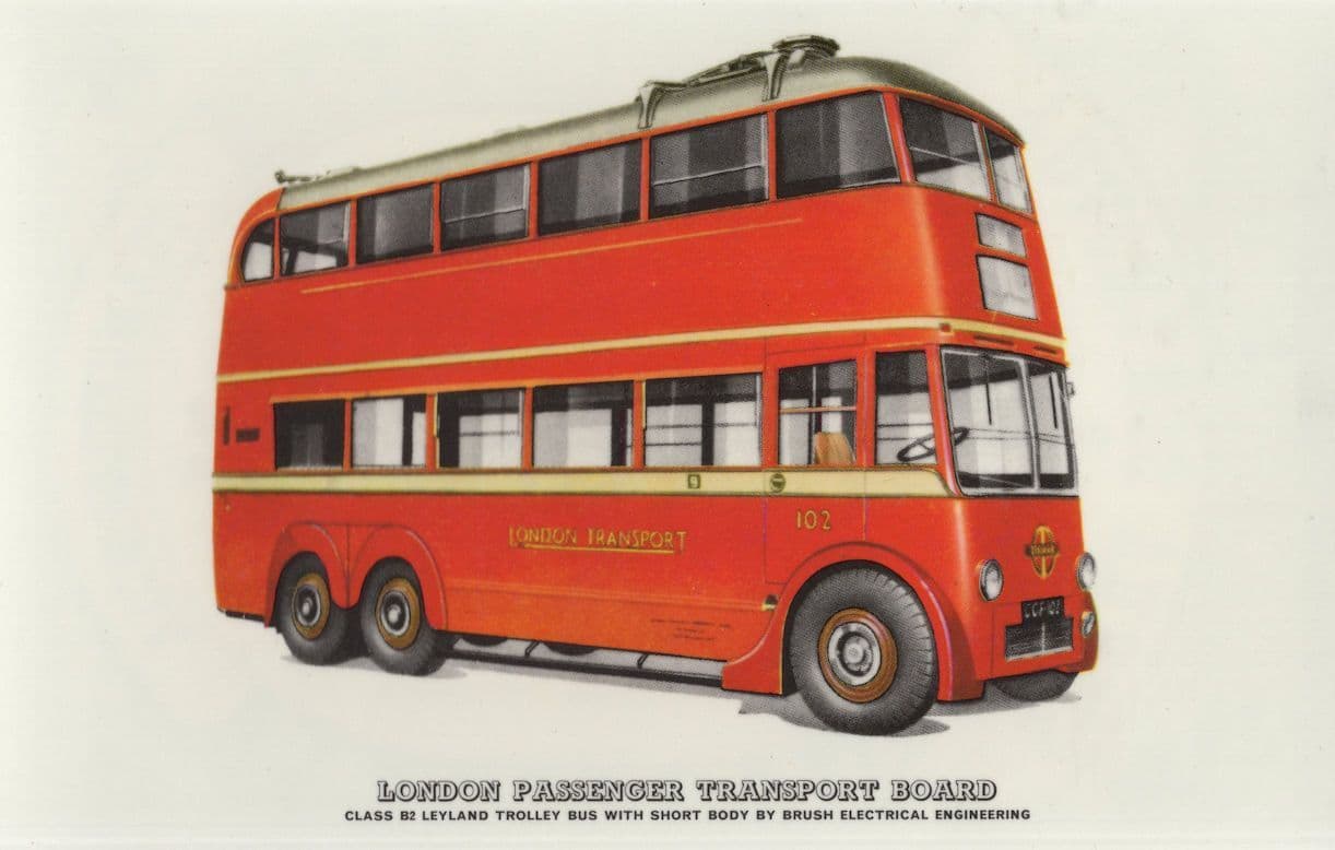 Class B2 Leyland London Trolley Brush Electrical Bus Tram Postcard