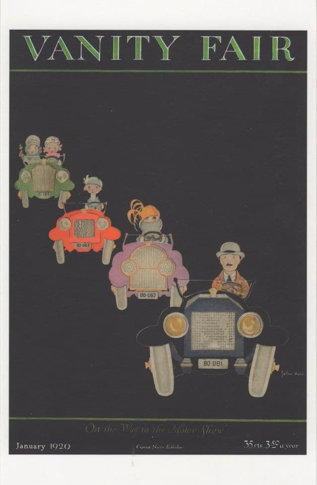 Classic Car Race Vintage 1920s Vanity Fair Magazine Postcard