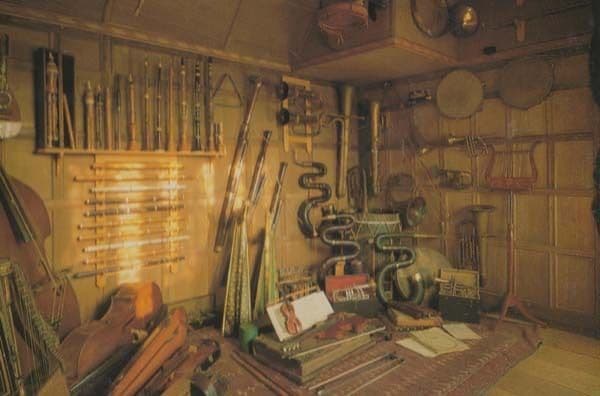 Classical Music Room Percussion Brass Woodwind Snowshill Manor Gloucs Postcard