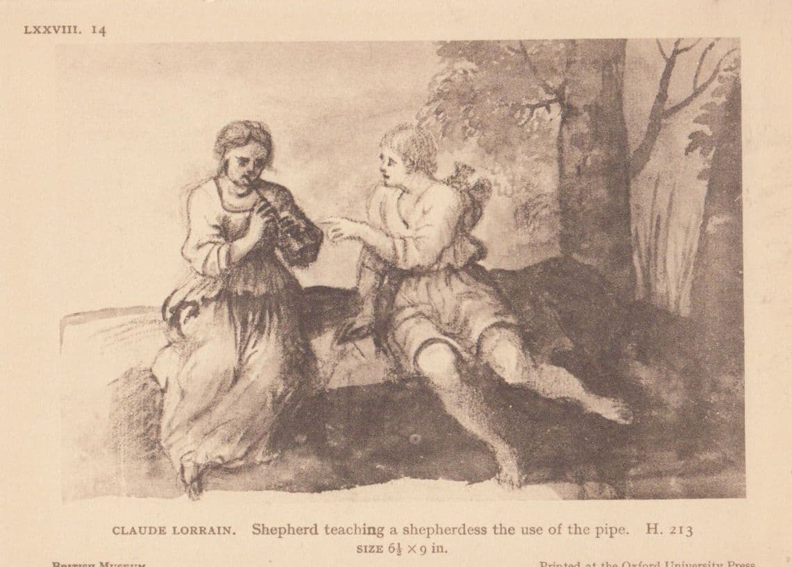 Claude Lorrain Shepherd Teaching A Shepherdess Use Of Pipe Painting Postcard