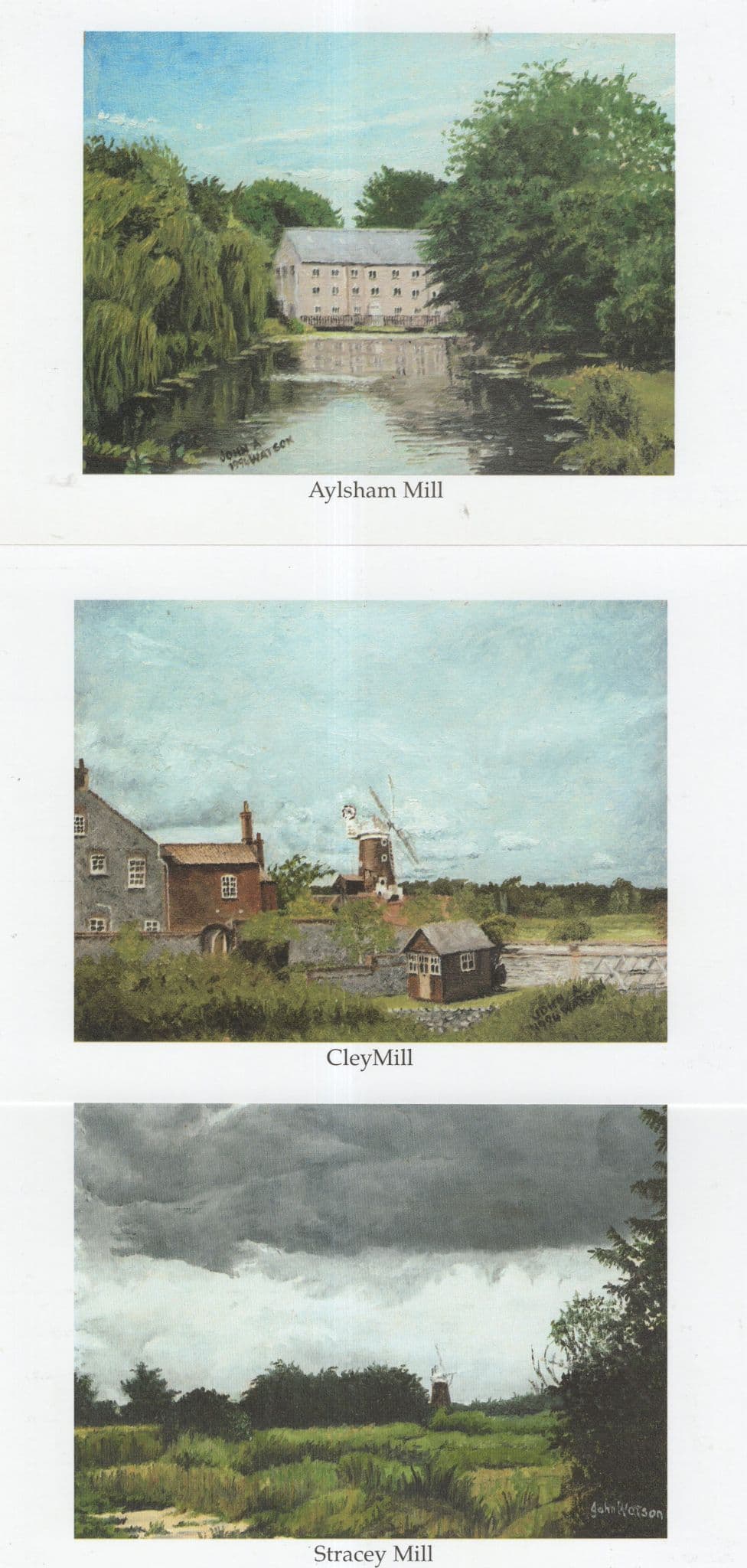 Cley Mill Stracey Aylsham 3x Photogenic Painting Norfolk Postcard s