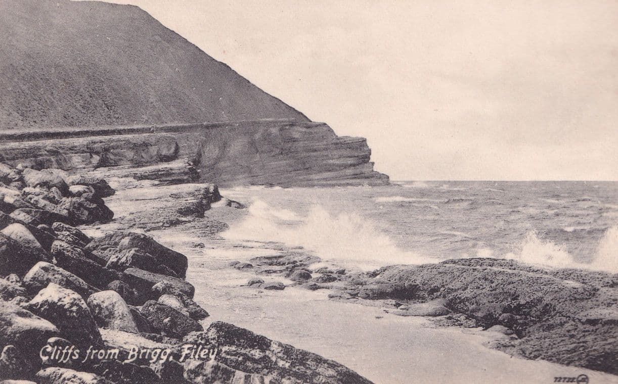 Cliffs From Brigg Filey Yorkshire Antique Disaster Weather Postcard