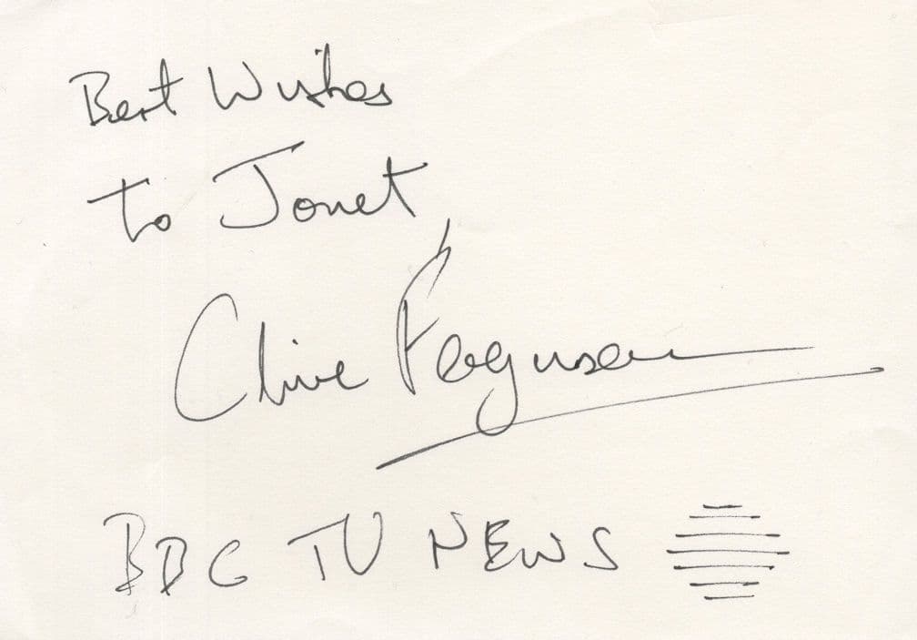 Clive Ferguson BBC News Foreign Duty Editor Hand Signed Autograph