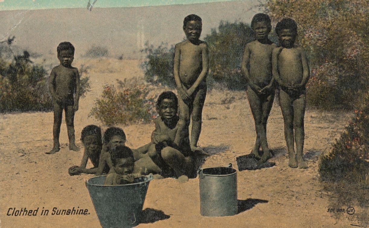 Clothed In Sunshine Antique South African Children Postcard