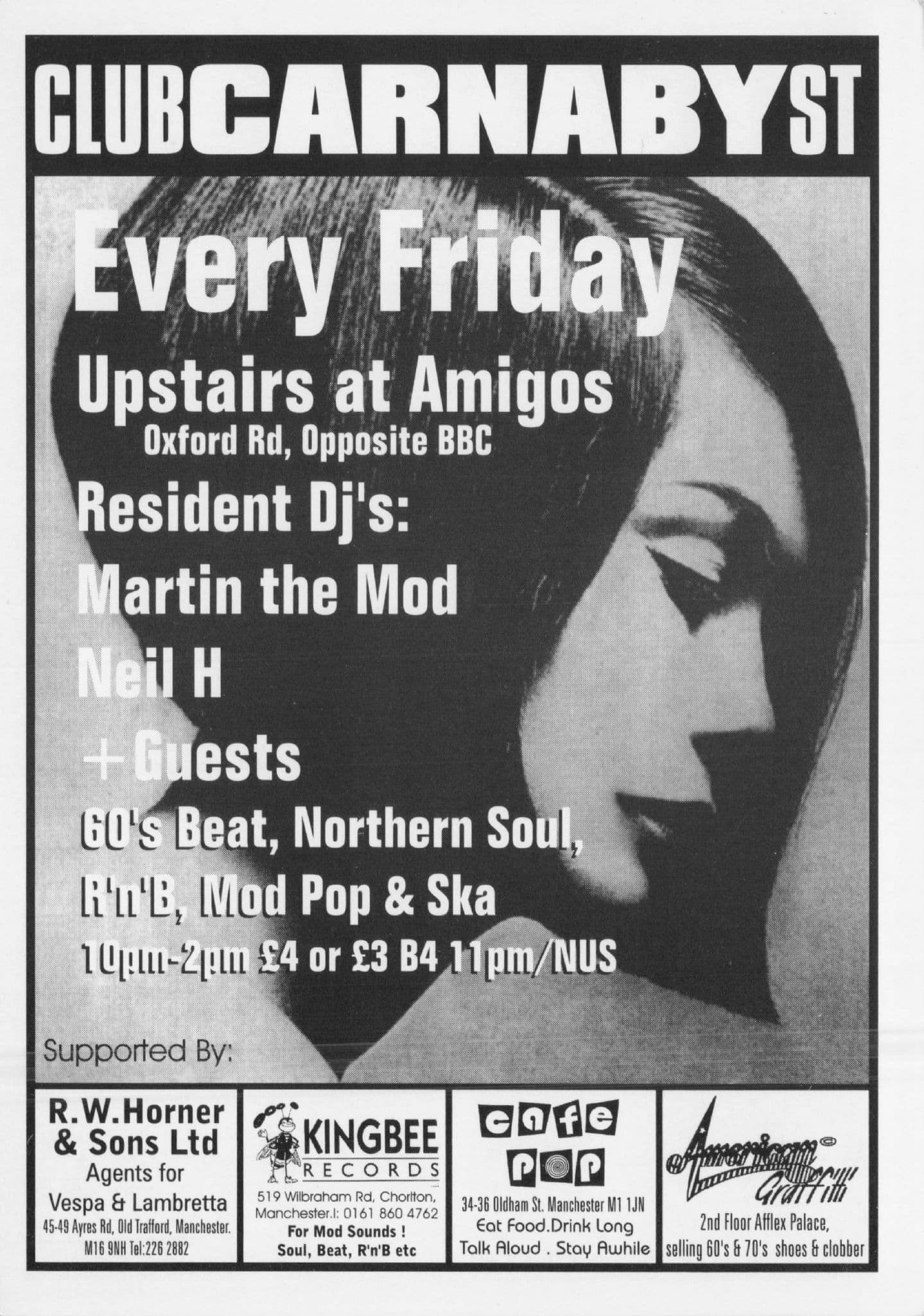 Club Carnaby Street London Mod Ska Night Advertising Card