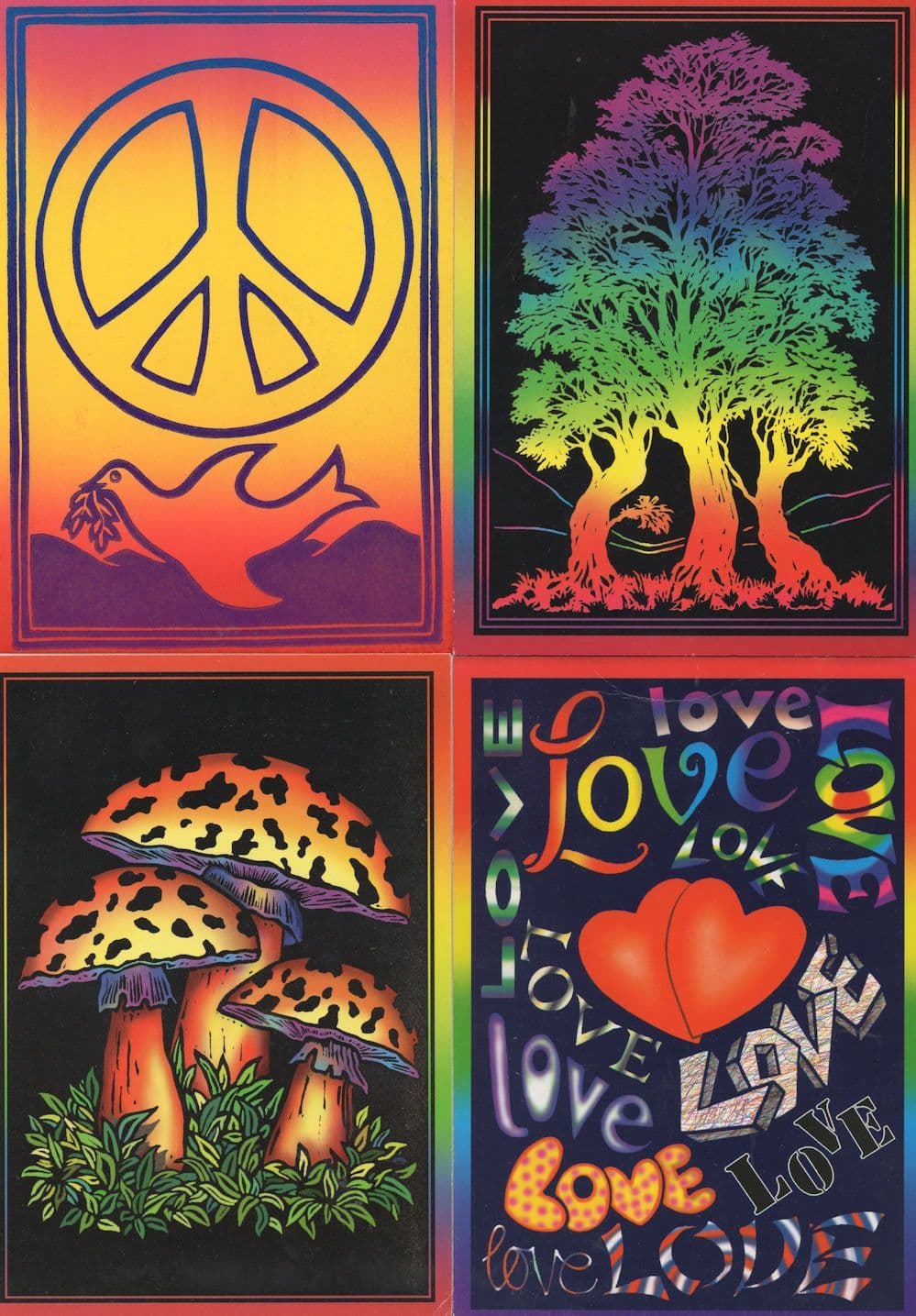 CND Peace Love Greenpeace Style 4x Hippy Postcard s