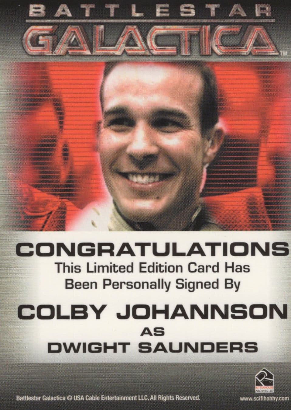 Colby Johannson Battlestar Galactica TV Show Hand Signed Card Photo