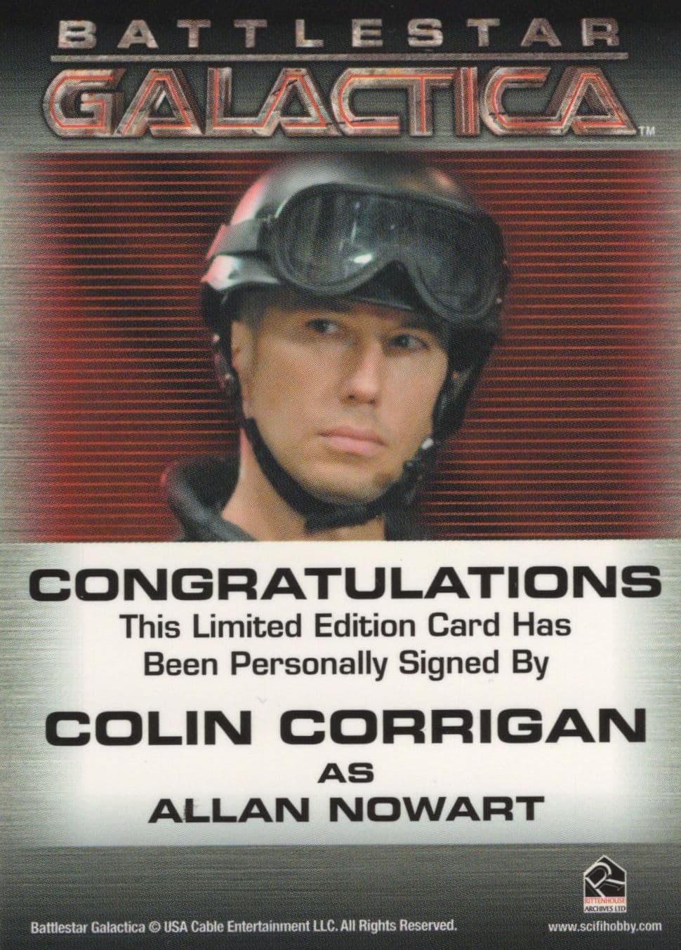 Colin Corrigan Battlestar Galactica Hand Signed Photo Card