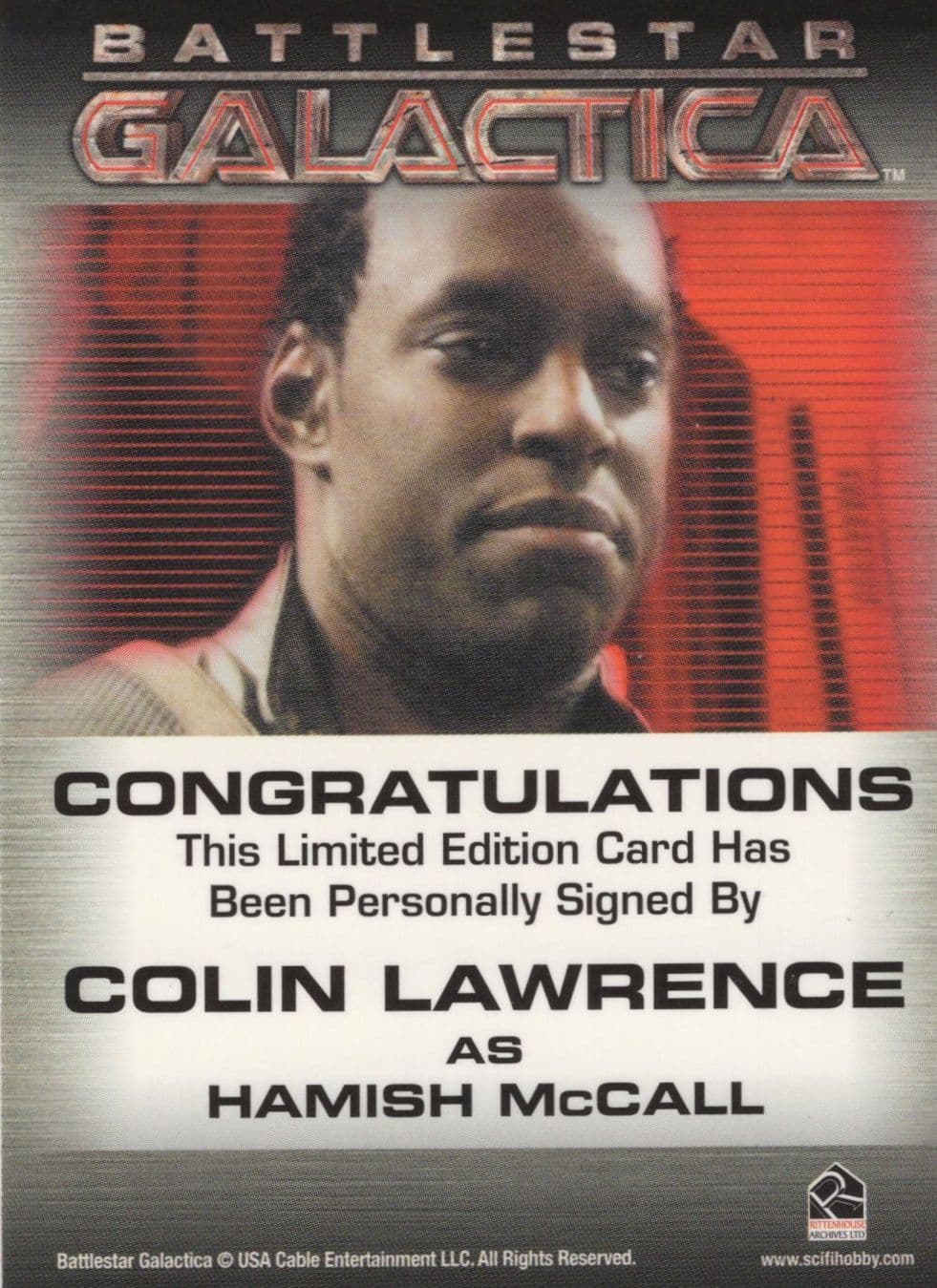 Colin Lawrence Battlestar Galactica Sci-Fi TV Show Hand Signed Photo Card