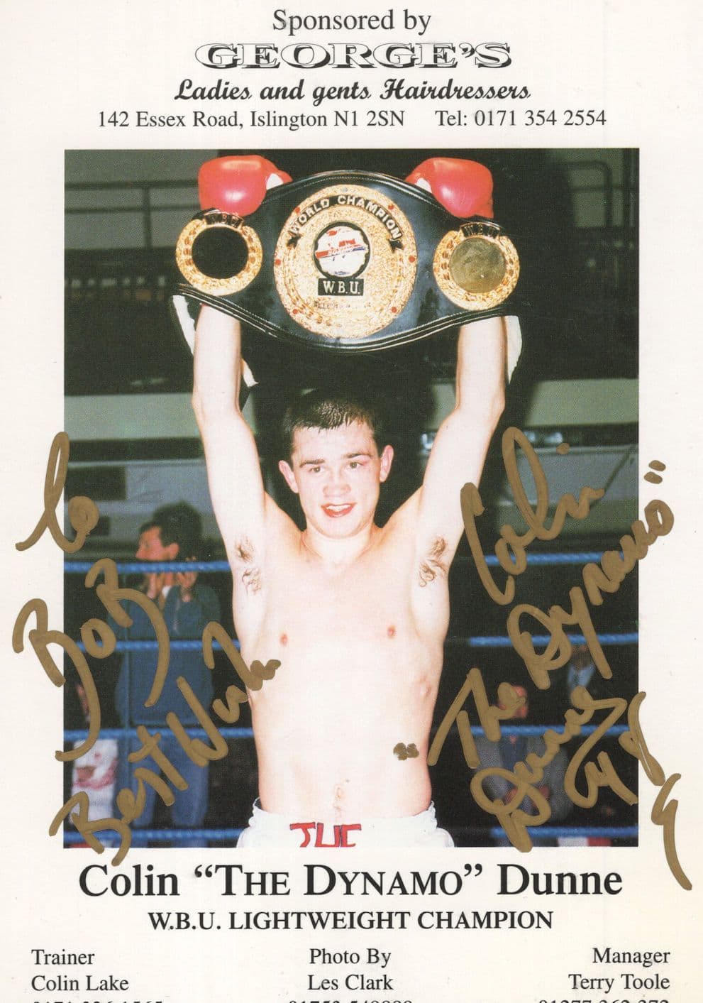 Colin The Dynamo Dunne WBU Boxing Champion Hand Signed Photo