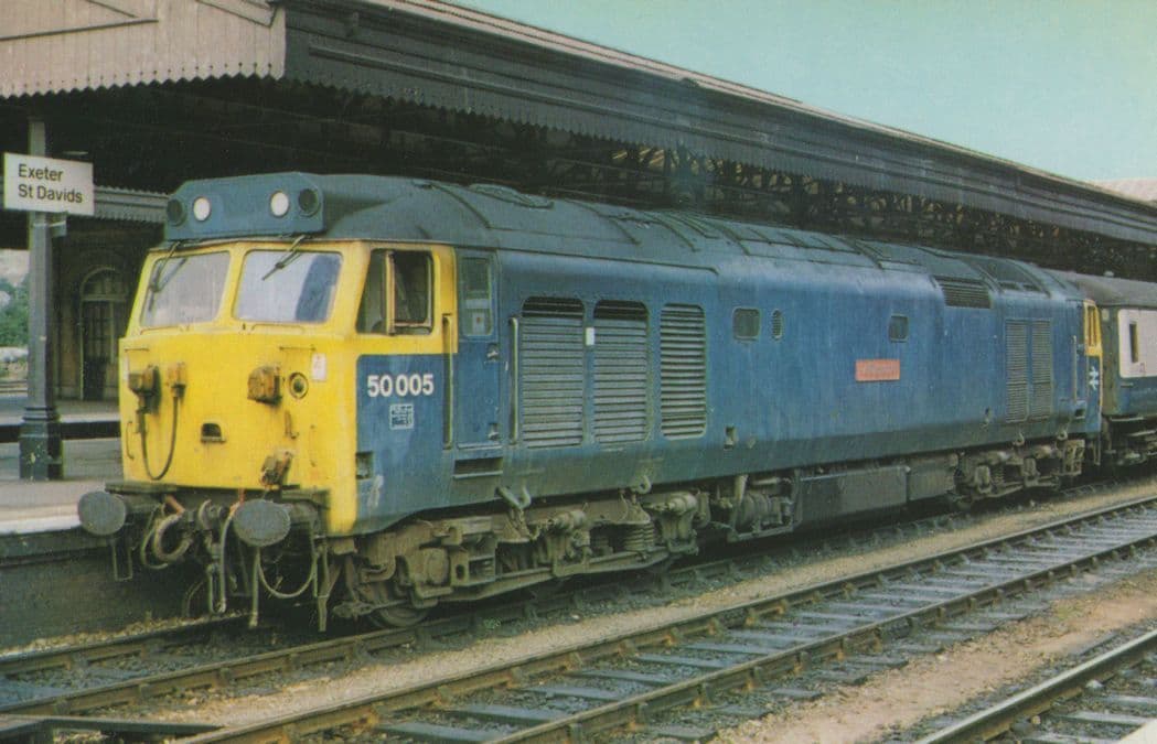 Collingwood 50 Class 50005 Train at Exeter Station to Waterloo Postcard
