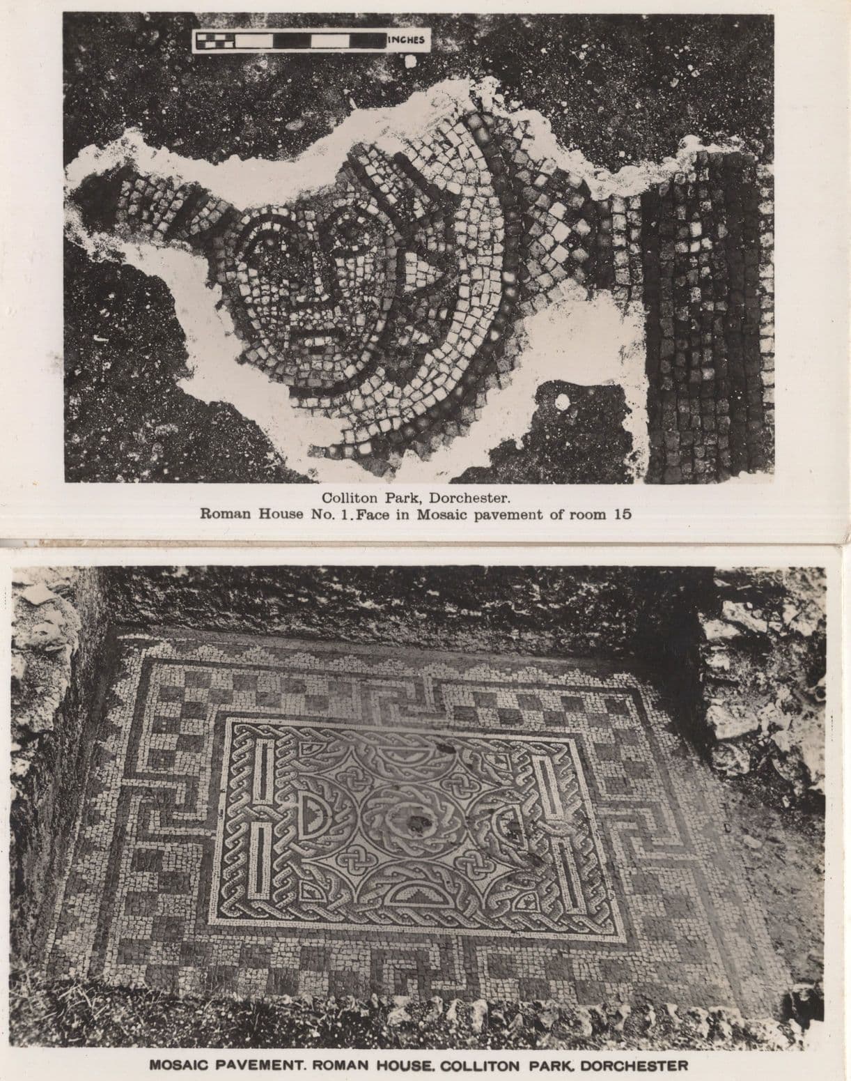 Colliton Park Dorchester 2x Old Roman Pavement Postcard s