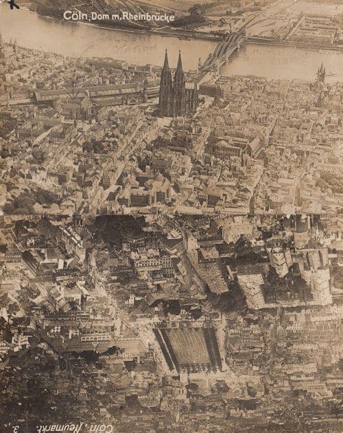 Coln Dom Rheinbrucke Map 2x Old Spectacular German Aerial Postcard s