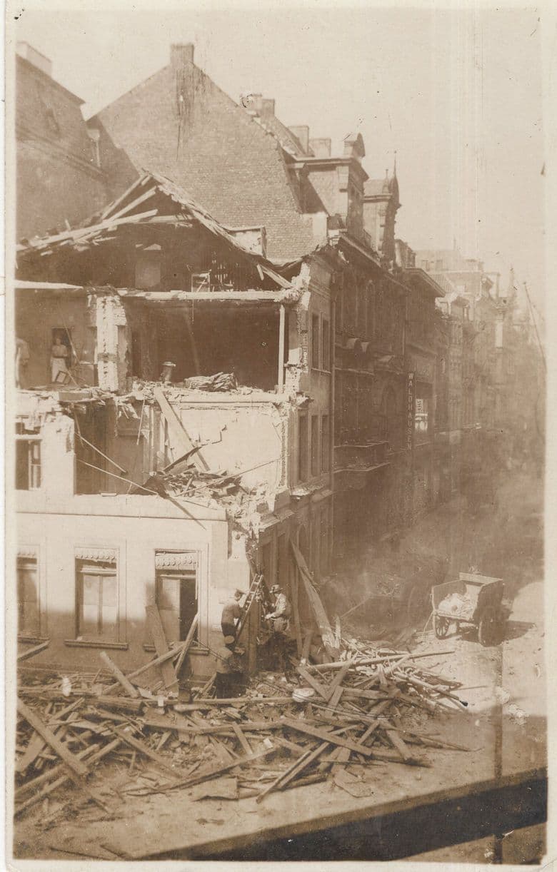 Cologne WW1 Bomb Damage House Lady In Kitchen No Wall RPC Postcard